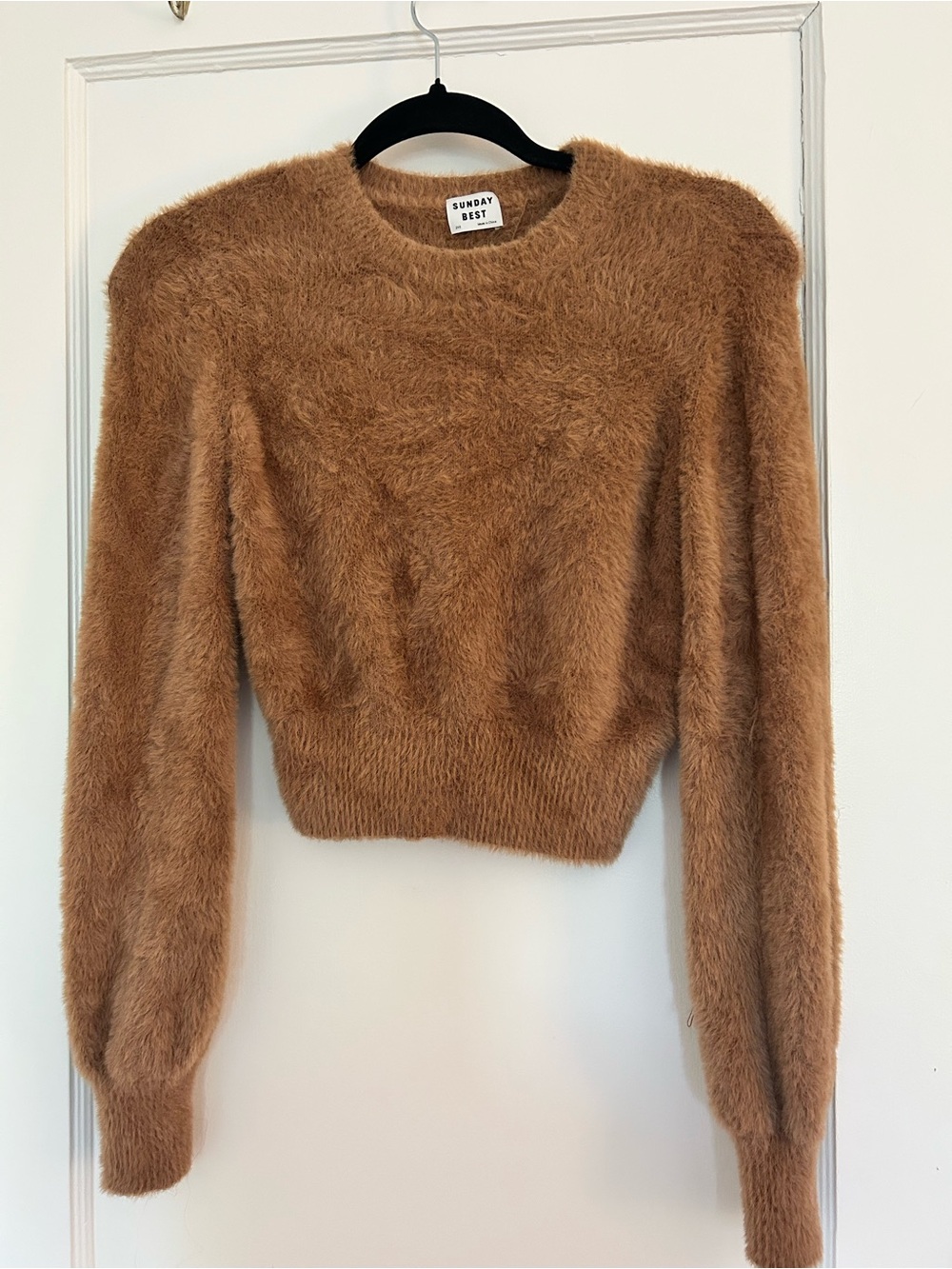 Sunday Best Fuzzy Cropped Sweater Camel Brown Isabel Marant-Inspired XXS